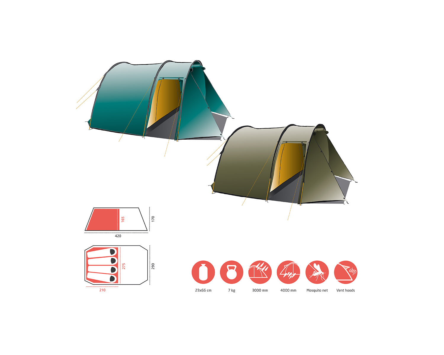 Robson 4 Tent - 4 person | Blue Grass