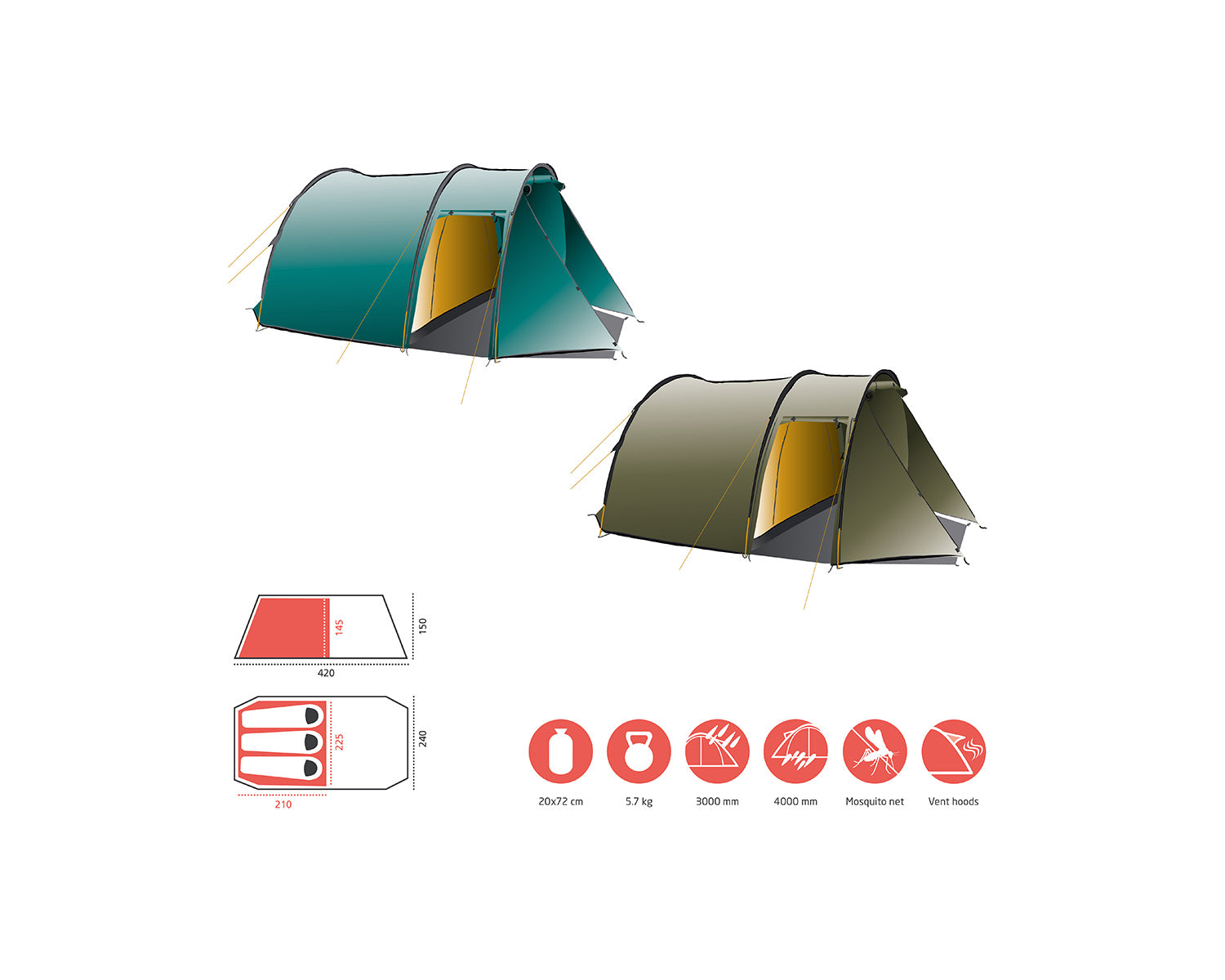 Robson 3 Tent - 3 person | Capulet Olive