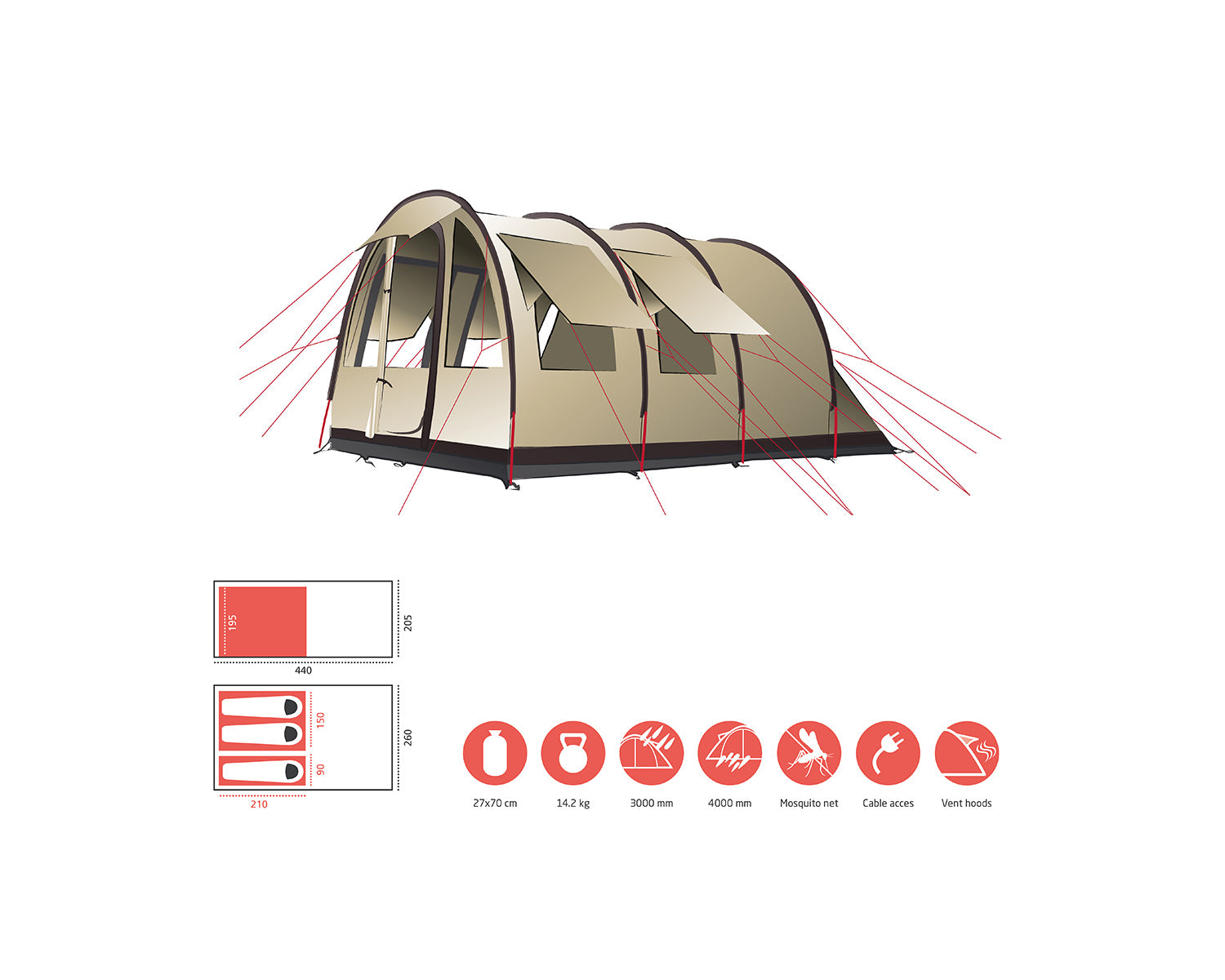 Helena 3 Tent - 3 person | Mojave Desert Sand