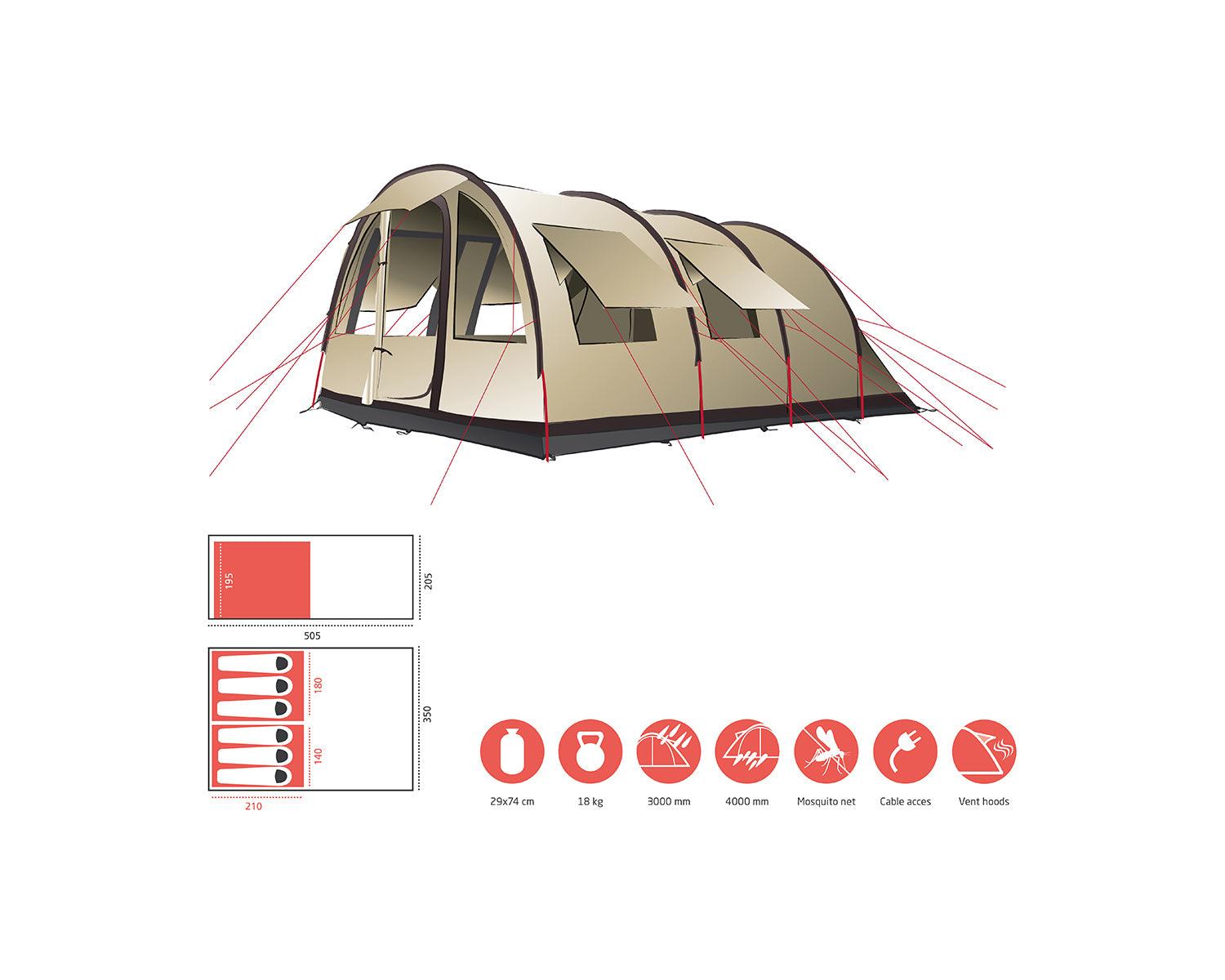 Helena 6 Tent - 6 person | Mojave Desert Sand