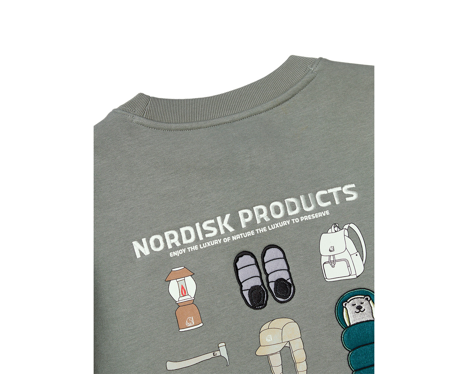 Camping Bear Back Brushed Sweatshirt Unisex - Jade