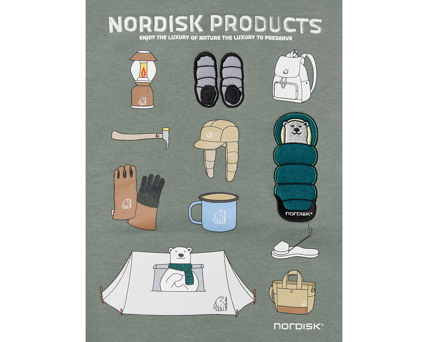 Camping Bear Back Brushed Sweatshirt Unisex - Jade