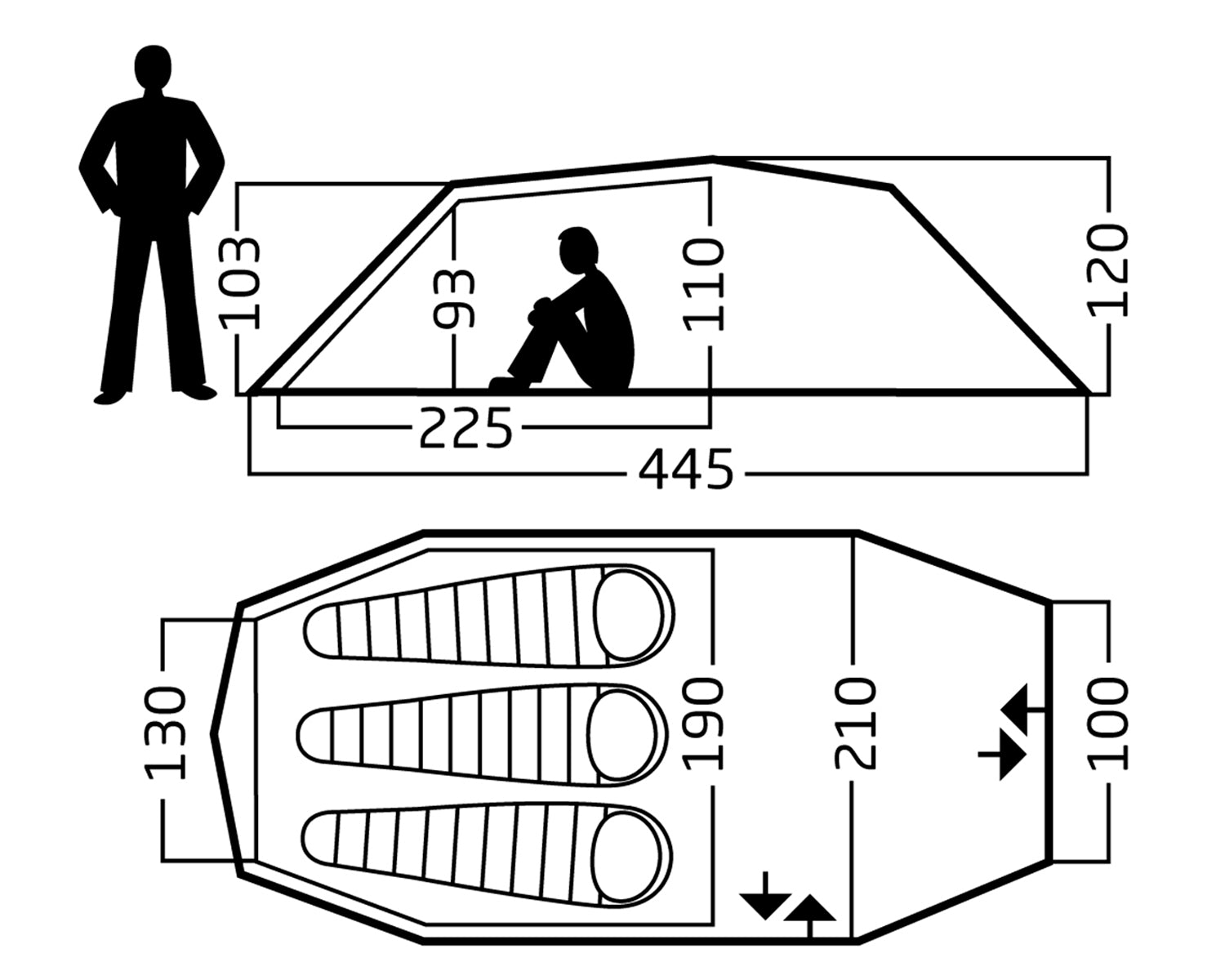 Oppland 3 PU (3.0) Tent - 3 person | Dark Olive