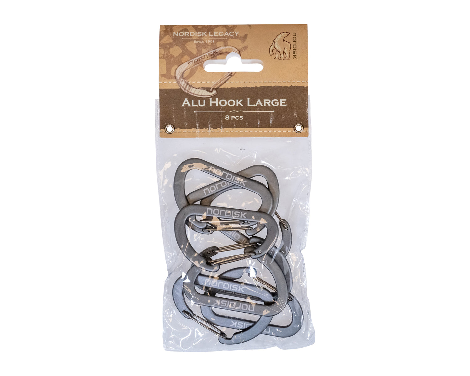 Aluminium Hook L (8 pcs) - Matt Silver
