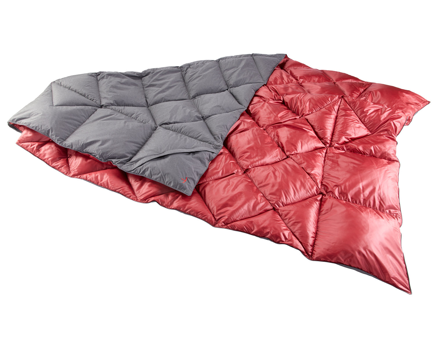 Kiby Packable Down Travel Blanket - Black/Cranberry Red