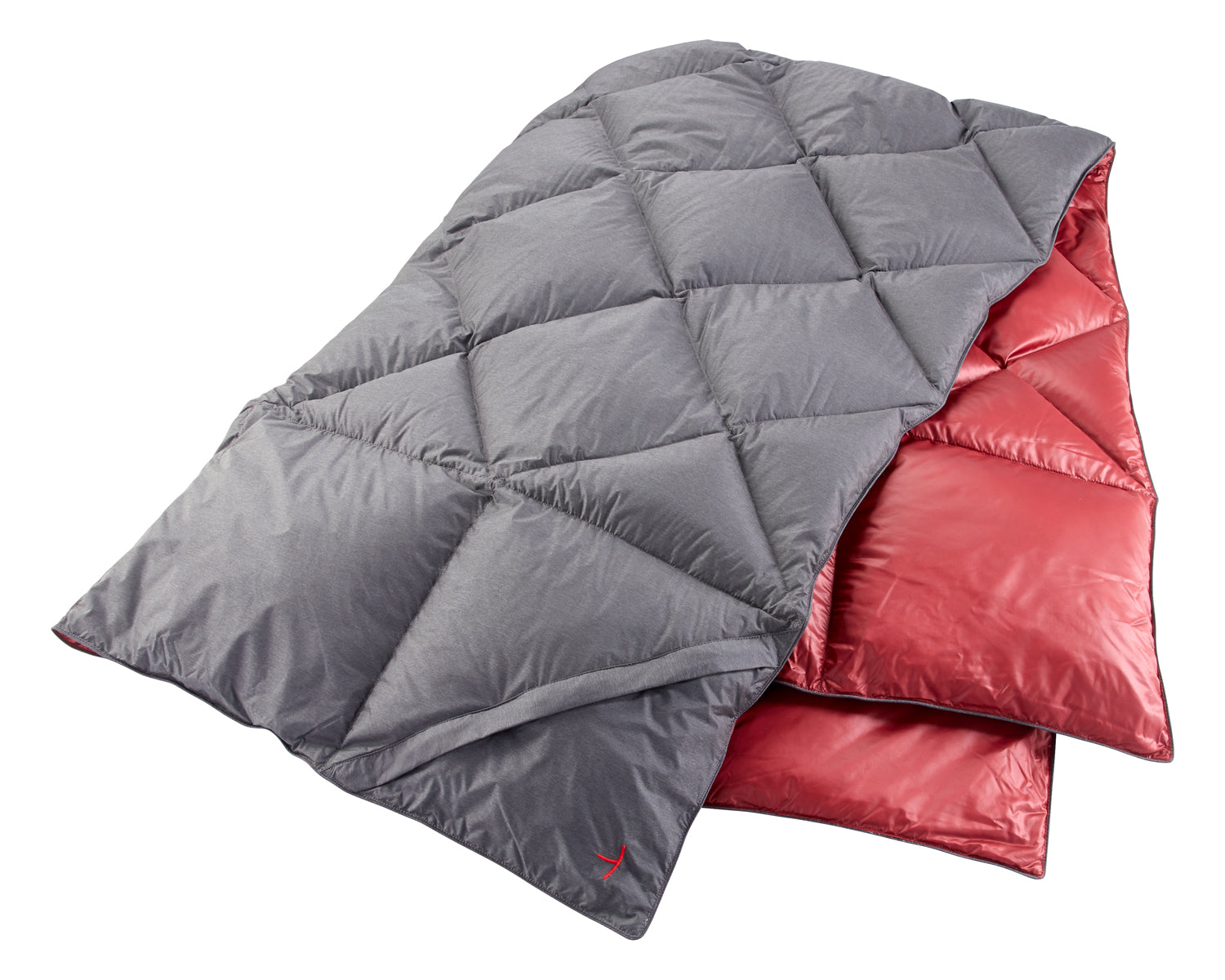 Kiby Packable Down Travel Blanket - Black/Cranberry Red