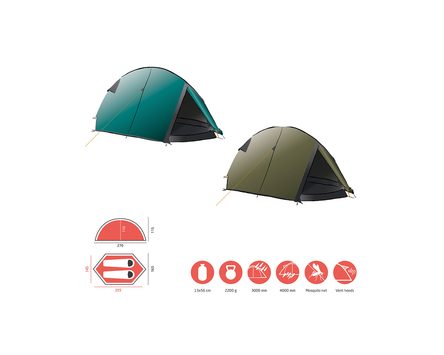 Cardova 1 Tent - 1-2 person | Capulet Olive