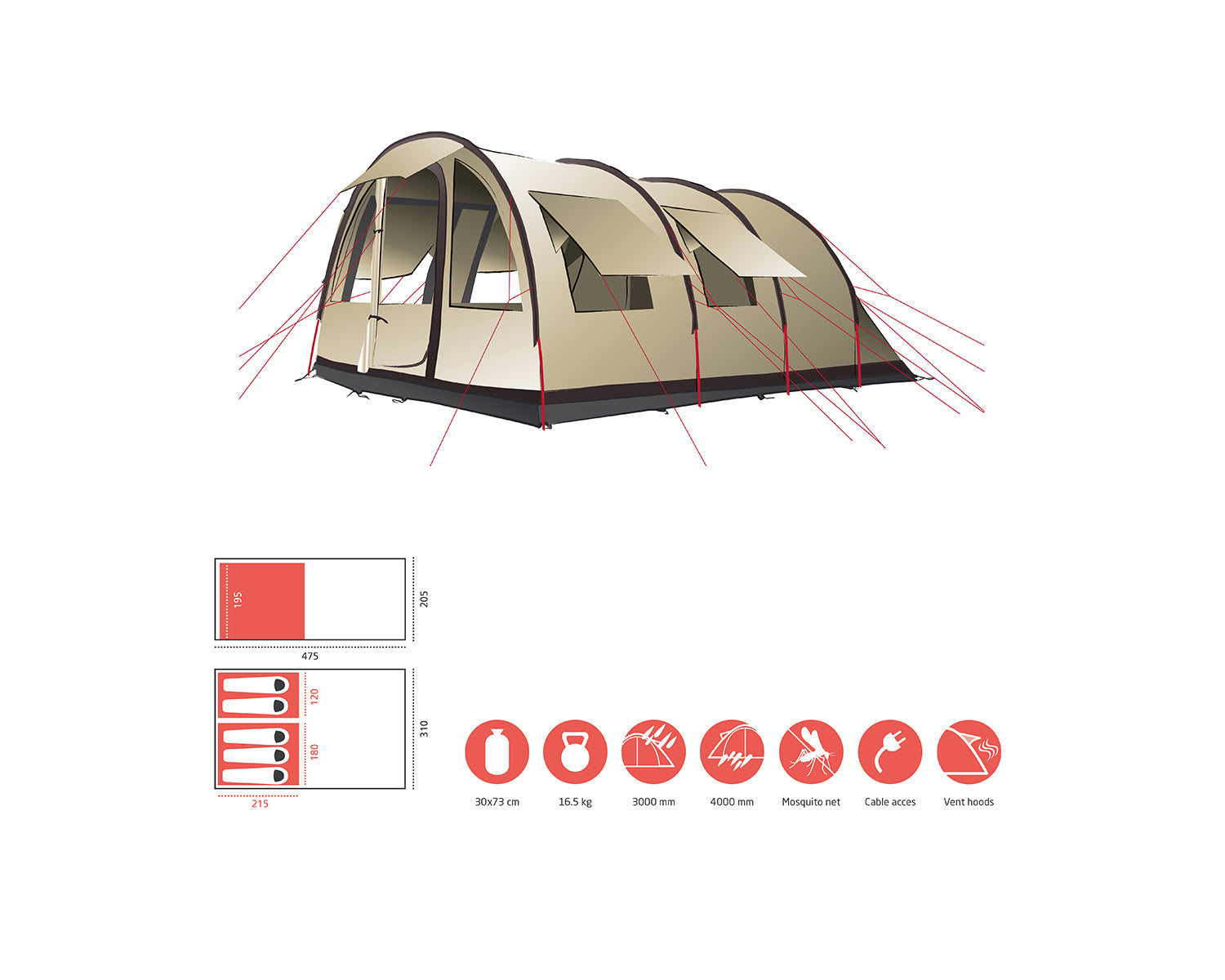 Helena 5 Tent -  4-5 person | Mojave Desert Sand