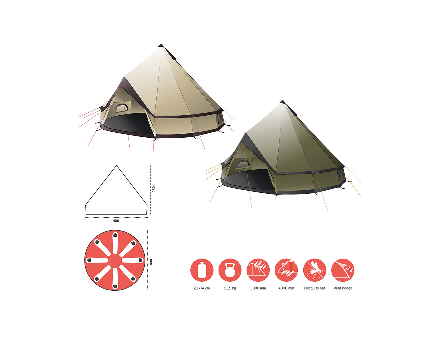 Indiana 8 Tent - 8 person | Mojave Desert Sand