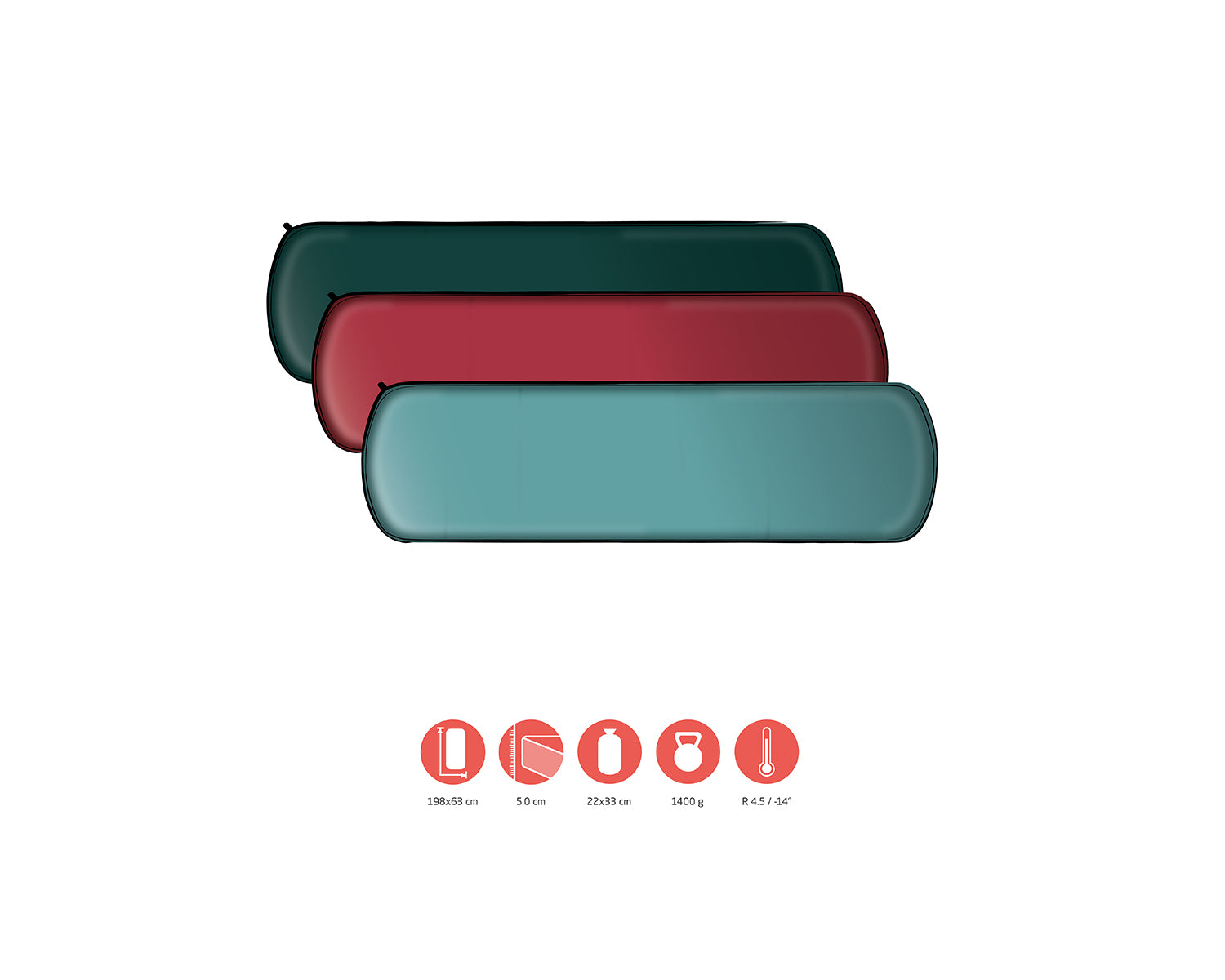 Hattan 5.0 L Self-Infl. Mat - American Beauty Red