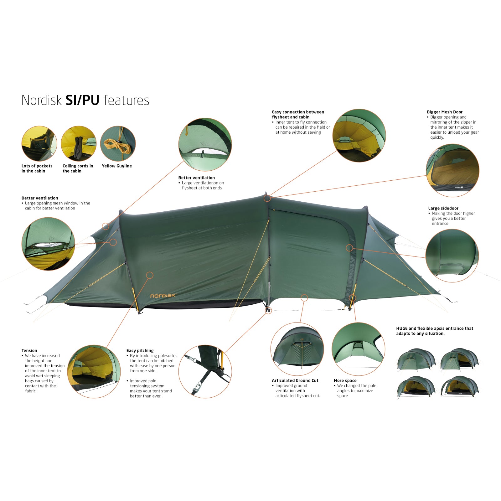 Oppland 3 SI (2.0) Tent - 3 person | Deep Forest Green