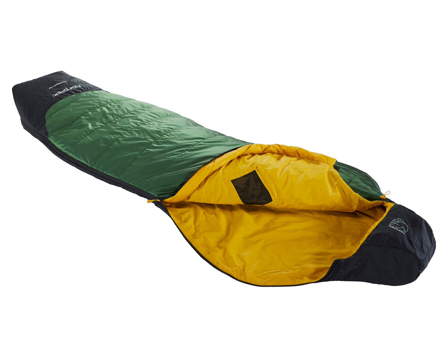 Gormsson +10° Curve sleeping bag - Artichoke Green/Mustard Yellow/Black