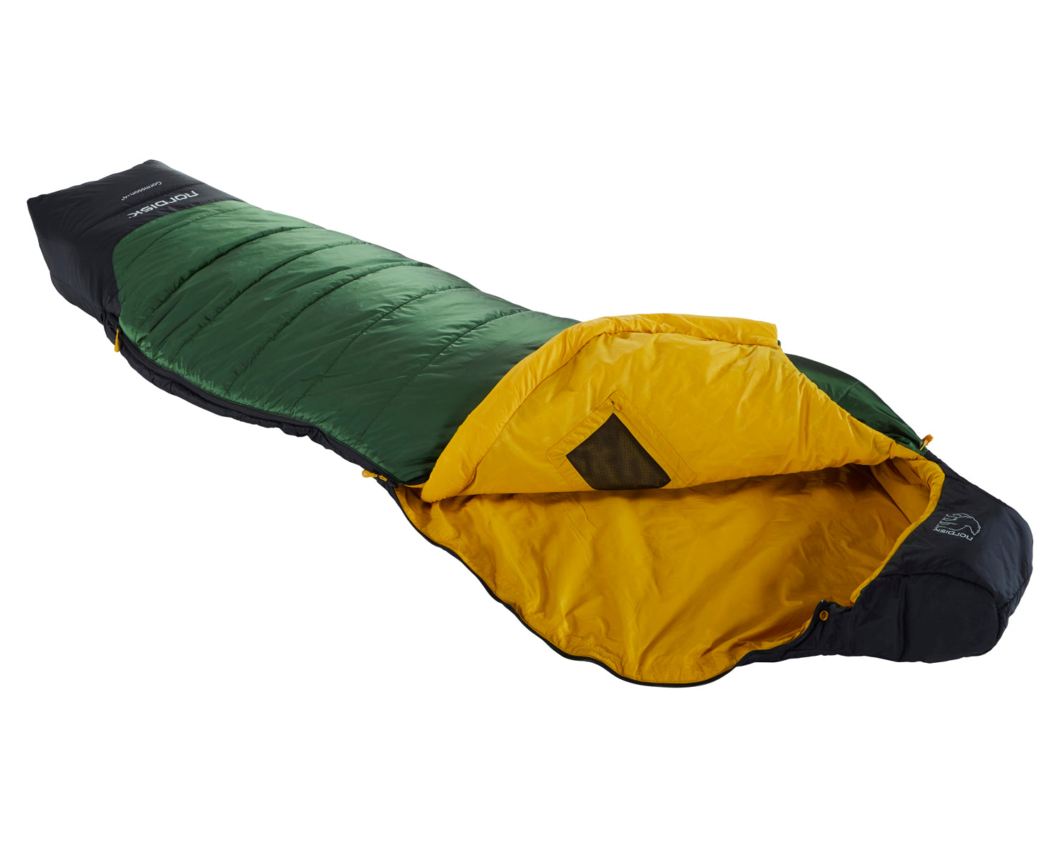 Gormsson +4° Curve sleeping bag - Artichoke Green/Mustard Yellow/Black