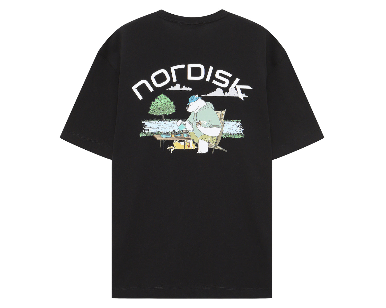 Tea Time Cartoon Polar Bear T-Shirt Unisex Black | Nordisk