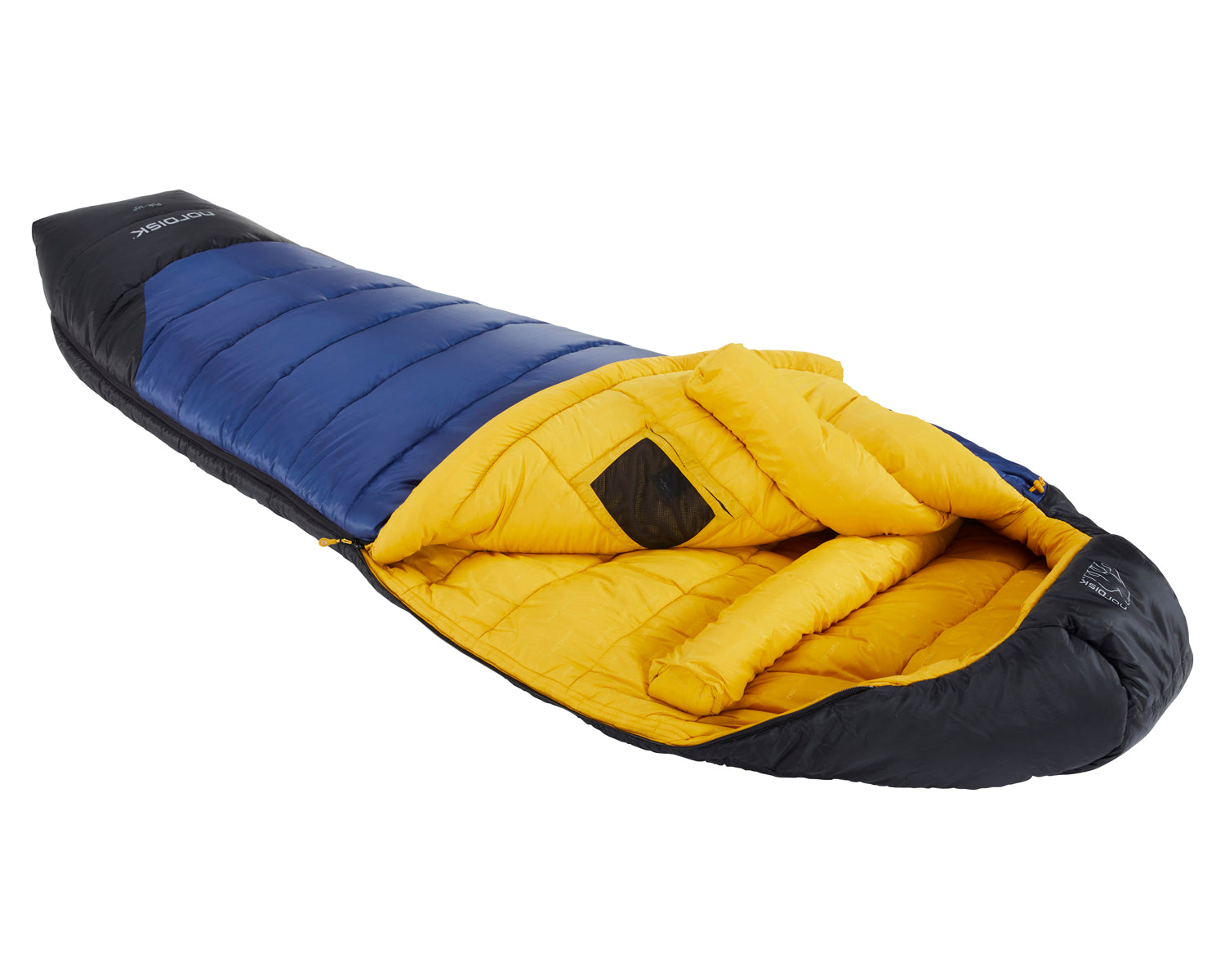 Puk -10° Mummy sleeping bag - True Navy/Mustard Yellow/Black