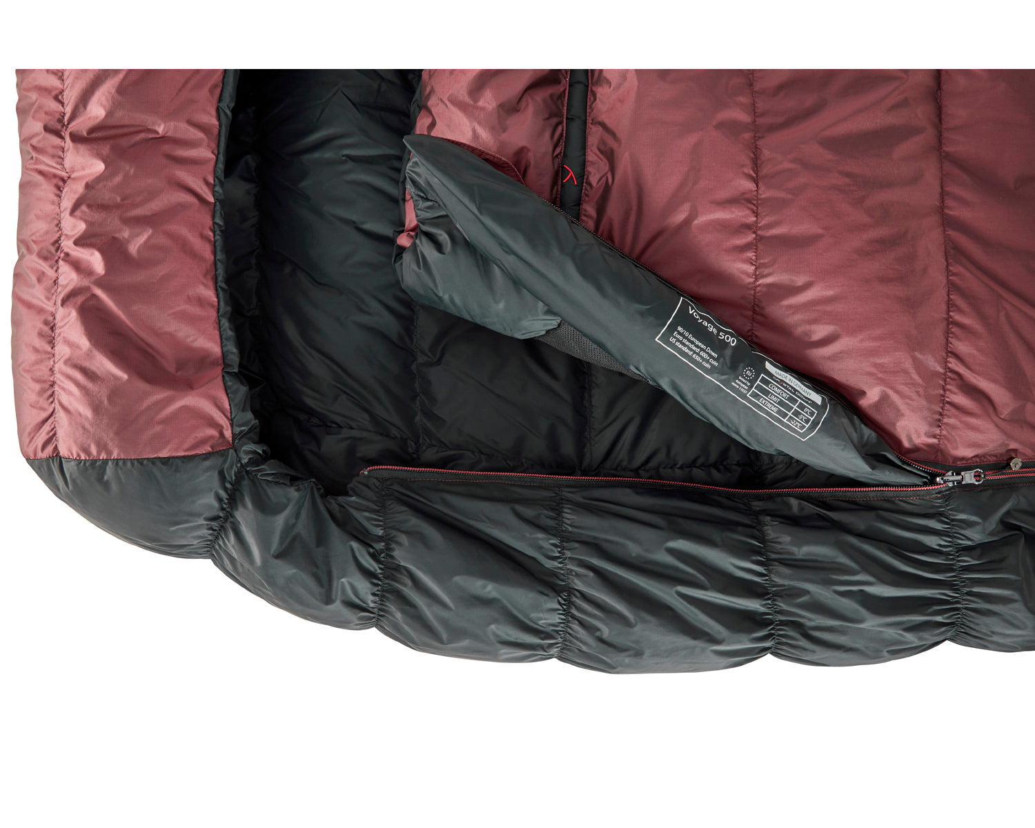 Voyage 500 sleeping bag (RIGHT ZIP) - Ribbon red / Black